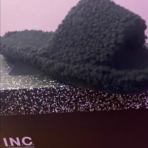 INC International Concepts Black Fuzzy Slippers